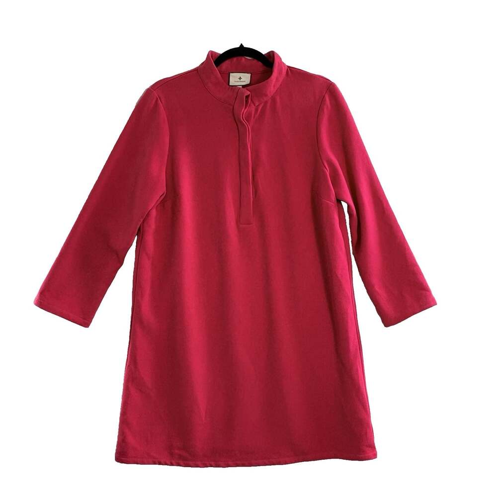 TUCKERNUT Women Avery Stand Collar Dress Stretch Sz L Fuschia Pink 1-20